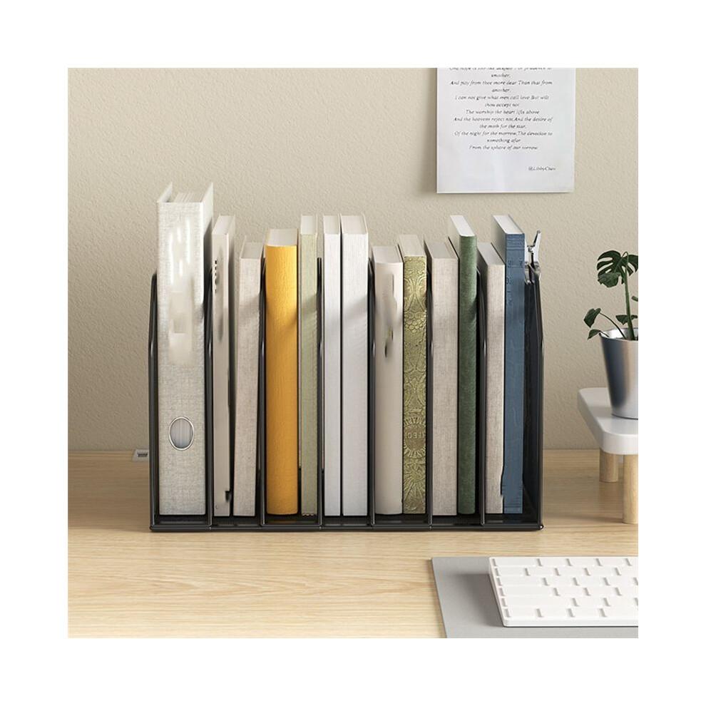 Metal 7-Section File Folder Organizer for Desk Vertical Office File Holder Duty Mesh Document Sorter for Books, Binder