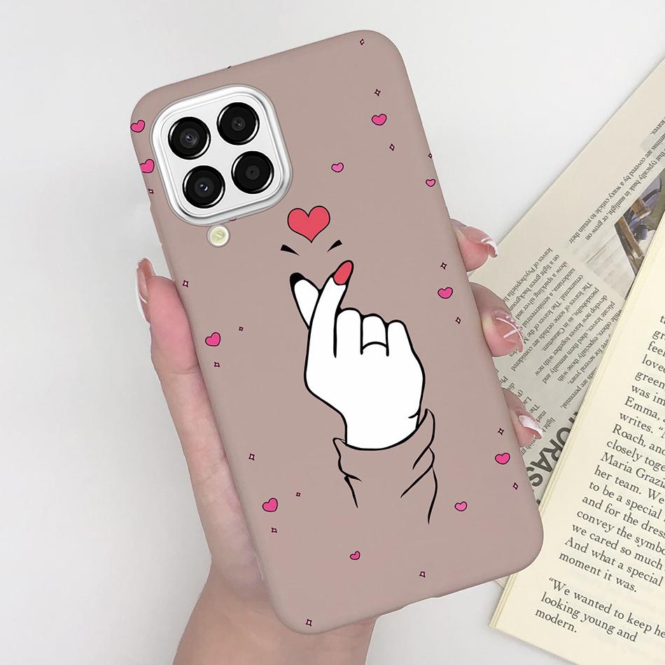 For Samsung Galaxy M33 5G Case Heart Cartoon Silicone Matte Shockproof Phone Cover For SamsungM33 GalaxyM33 M 33 Funda Shell TPU