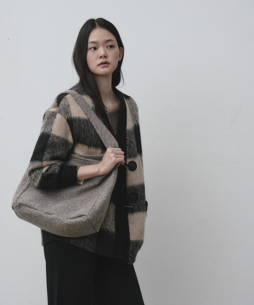 The Green Lab Boucle Wool Pouch Shoulder Bag Set [Melange Grey]