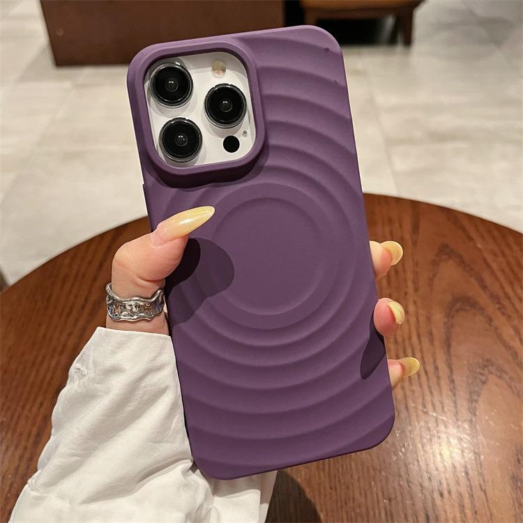 Solid Color Corrugated Shell for Apple 16 Sun Phone Case Magnetic High-end Feel for IPhone15promax Protective Case