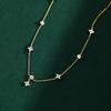New 925 Sterling Silver Zircon Necklace Simple Geometric Shape Pendant Women Choker Birthday Gift for Friends Exquisite Jewelry