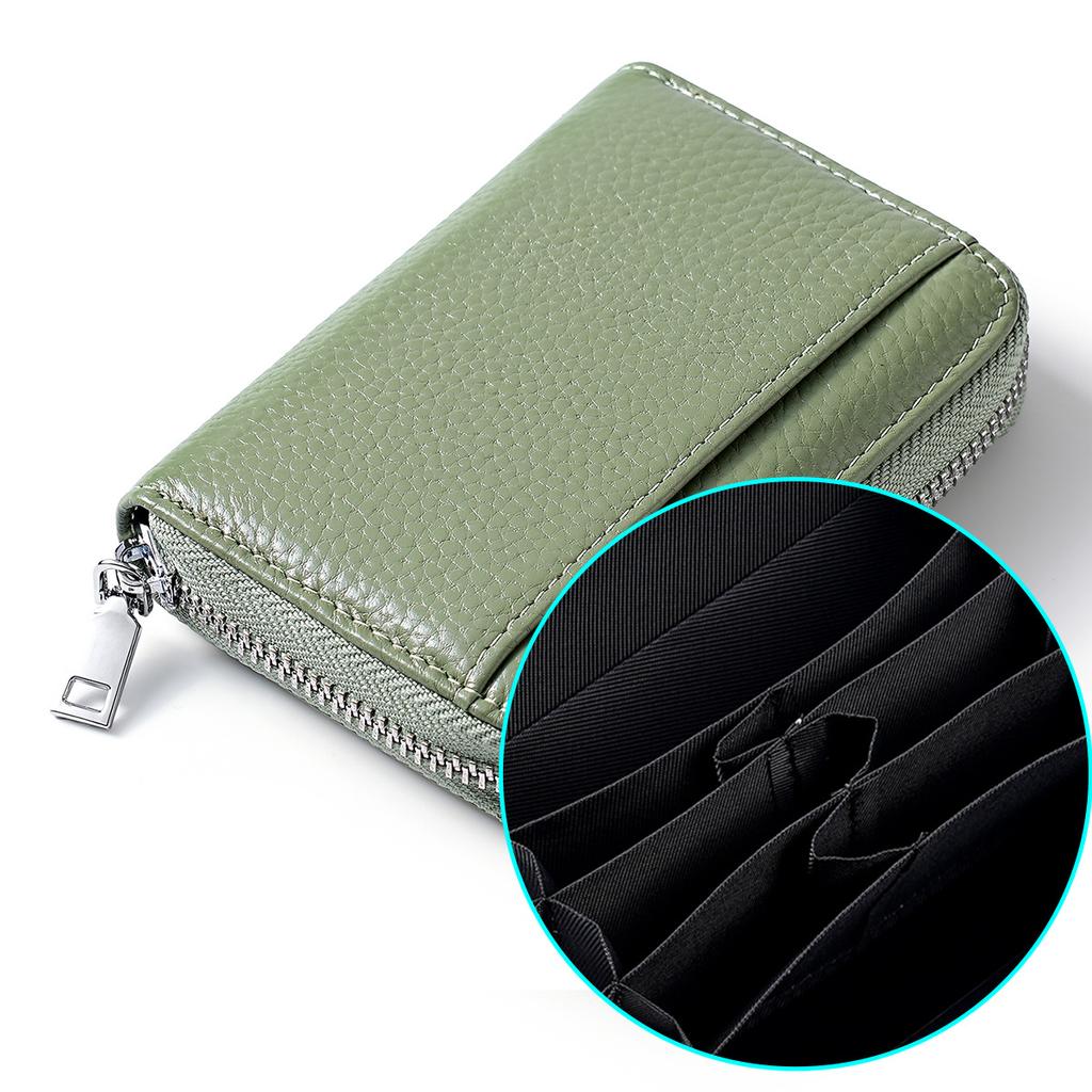 Multi-Compartment RFID Blocking Leather Coin Purse, Japanese Style Zipper Change Wallet with Card Slots, New Women Small Wallet