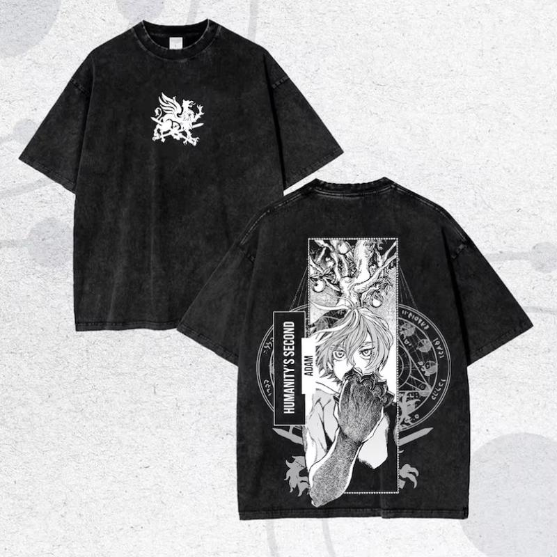 Record of Ragnarok Qin Shi Huang Graphic T Shirt Unisex Casual Short Sleeve Tee Anime Fans Loose Streetwear Washed Tshirt Men Women