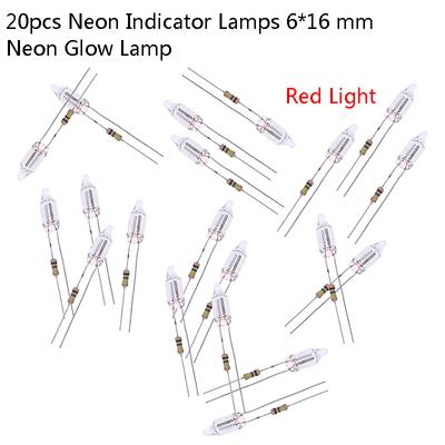 20 Adet Neon Gösterge Lambası Dirençli 220V 6*16 Mm Göstergeye Bağlı