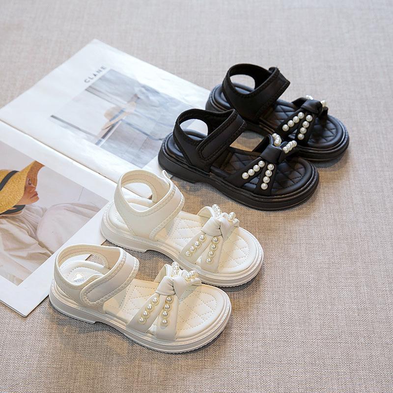 Little girl sandals 2025 girls summer new pearl children's shoes girls foreign princess shoes non-slip beach