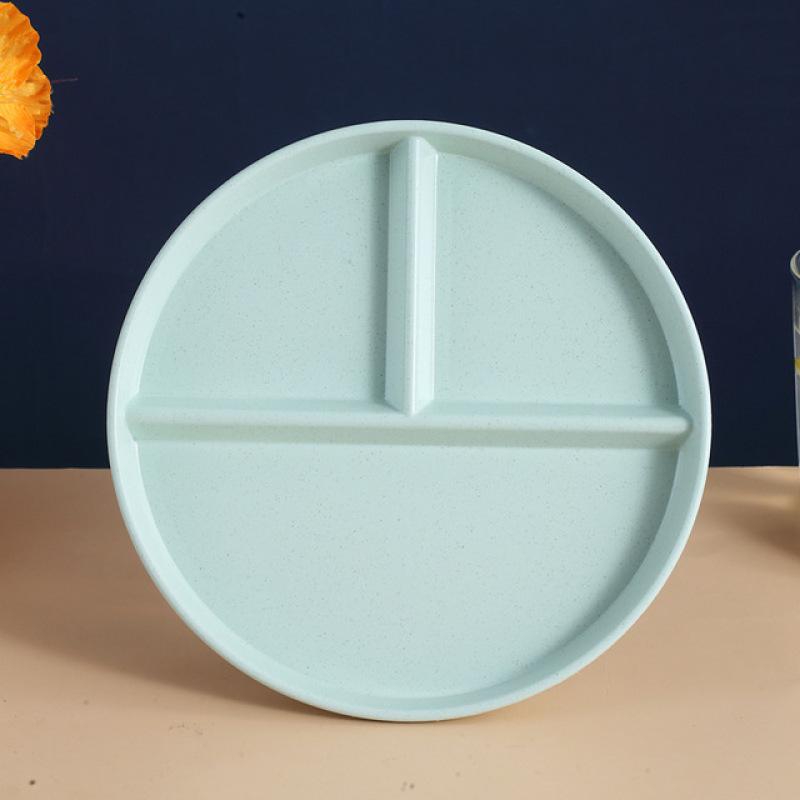 

Разделенная тарелка для фруктового салата, трехрешетчатая тарелка с западным отделением, тарелка из пшеничной соломы, диетическая тарелка для еды, поднос для еды, кухонная посуда 1pc green