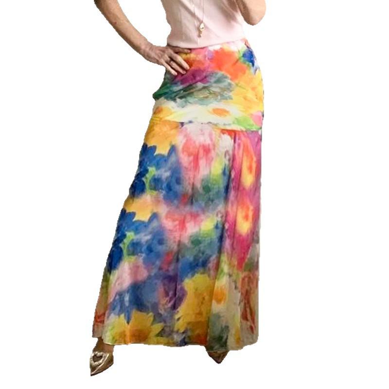 Spicy Floral Ruffle Mesh Skirt - Irregular Hem for Summer Vacation