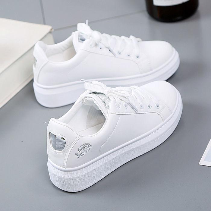 

Korean version versatile student women s shoes flat baseplate shoes 2025 autumn fashion sports shoes low-top white shoes casual shoes 40 срібний