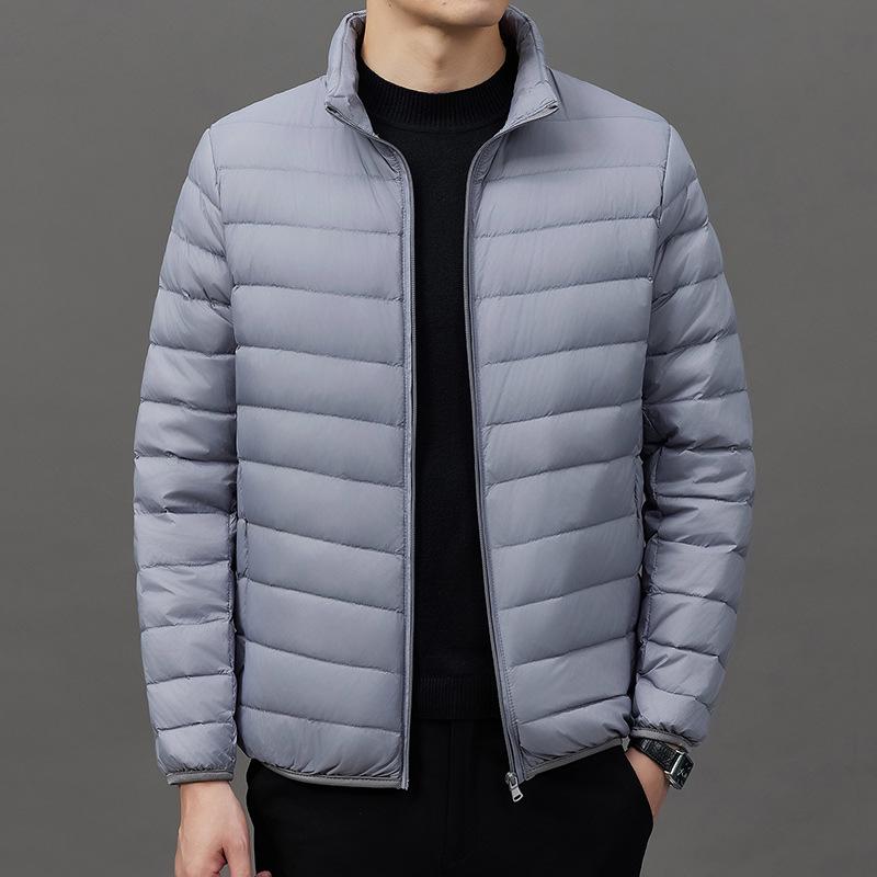 2024 Men's Lightweight Fashion Down Jacket - Short Stand Collar, White Duck Down, Warm Winter Coat