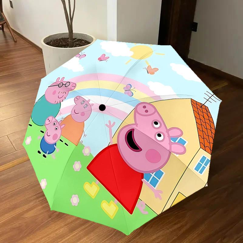 1PC Peppa Pig Umbrella-8-Rib Reinforced, Automatic Open, Lightweight & Durable, Cute Fashion Accessory for Outdoor-F2684
