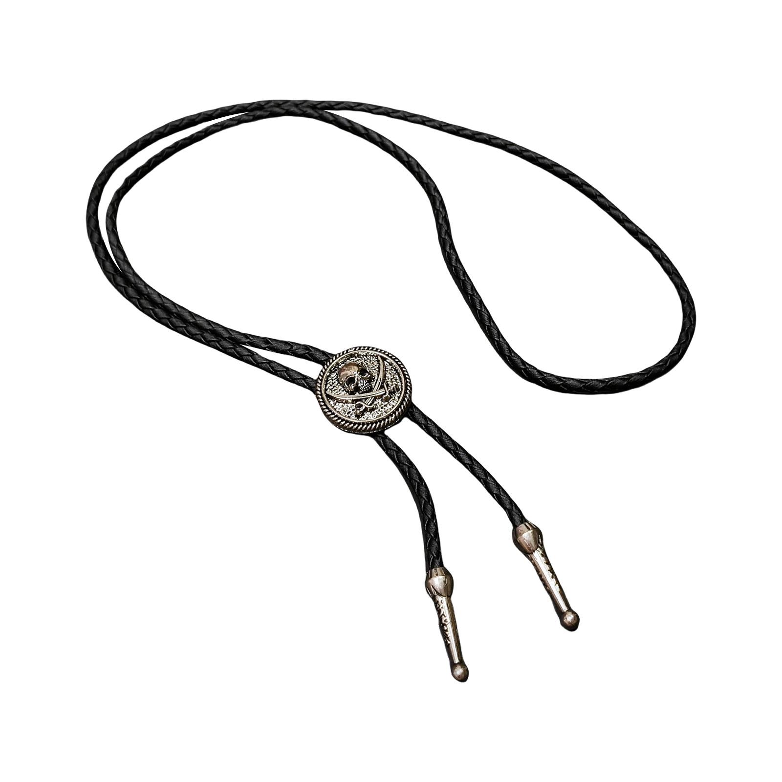 

Галстук-боло из искусственной кожи с металлическим кулоном, винтажный панк-дизайн, регулируемый для мужчин и женщин, ковбойское ожерелье в стиле вестерн-родео D