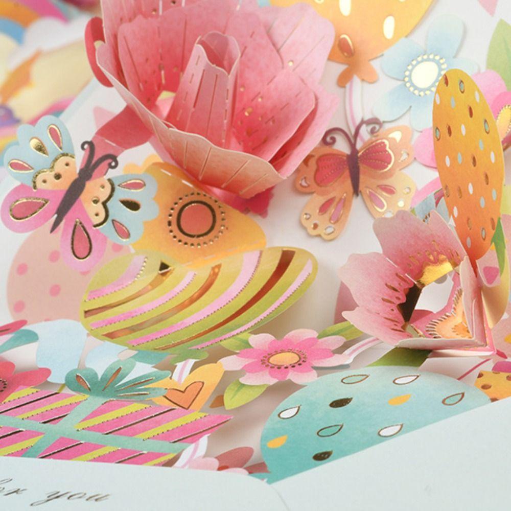3D Flower Pop-up Greeting Cards Hot Stamped with Envelope Valentine's Day Greeting Cards Postcard Thank You Letter Thanksgiving