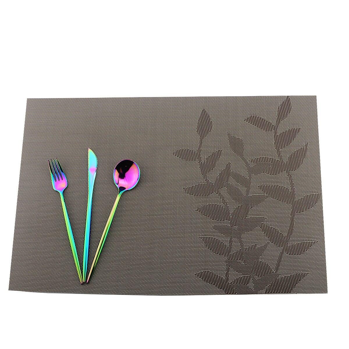 6 шт. ПВХ коврики для стола Нескользящие водонепроницаемые салфетки лист цветок дерево — фото 8