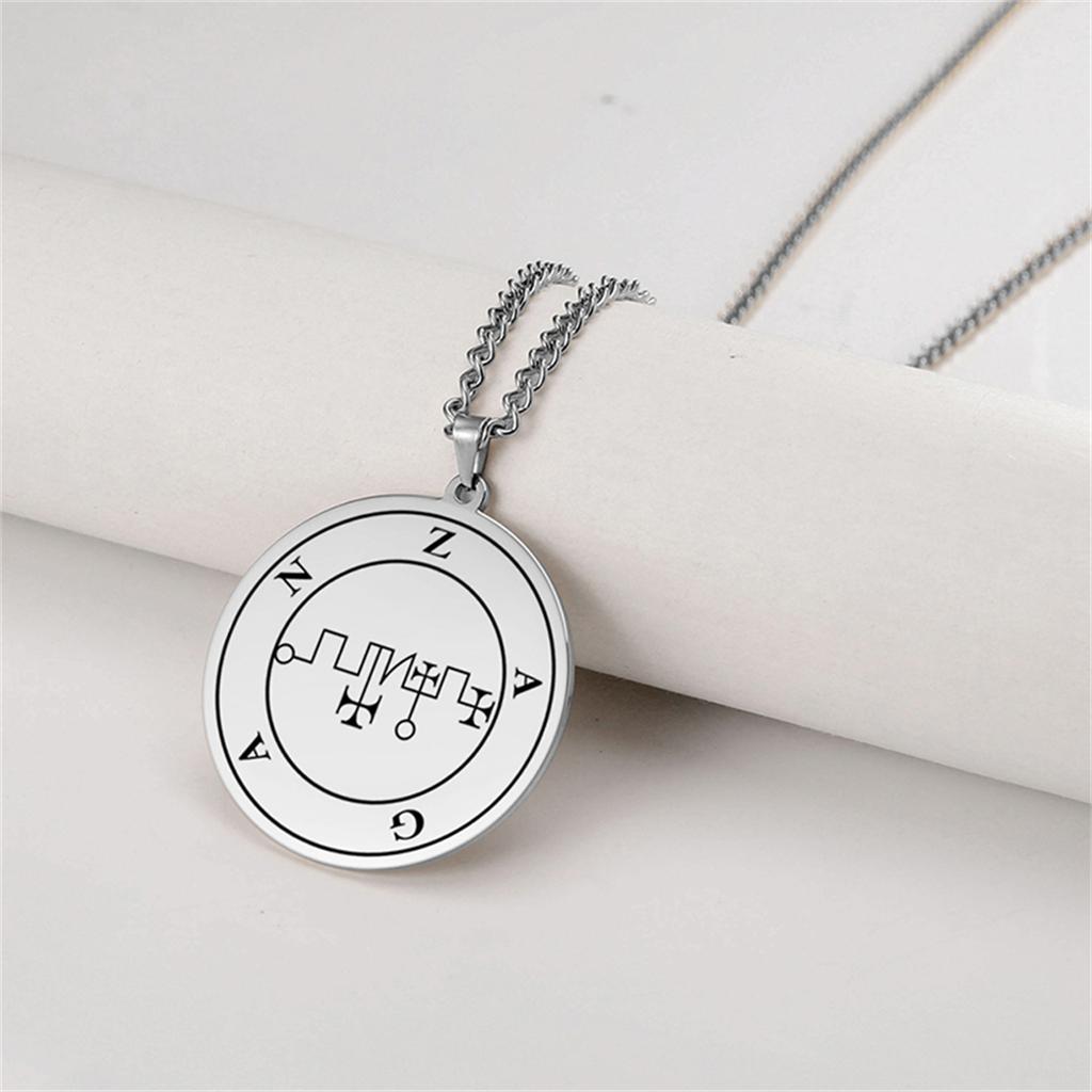 EUEAVAN Vintage Solomon Seal Pendant Necklaces Stainless Steel Silver Color King Asmoday Demon Sigil Amulet Jewelry Gifts