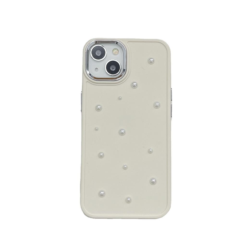 Applicable To IPhone16PRO Creative Three Dimensional Small Pearl Mobile Phone Case Apple 13 8P Metal Photo Frame Protection Case