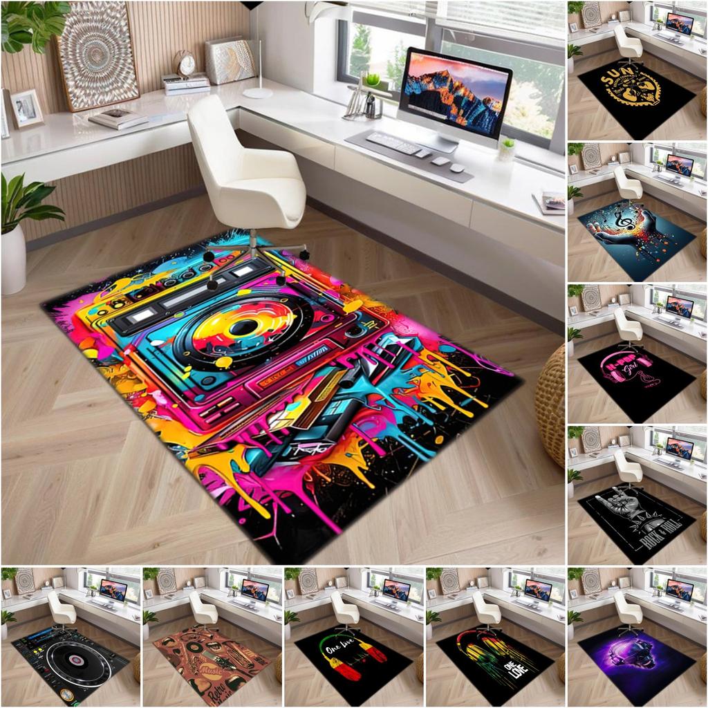 1Pc Musical elements Printed circular carpet, home door mat, outdoor travel protection carpet A5