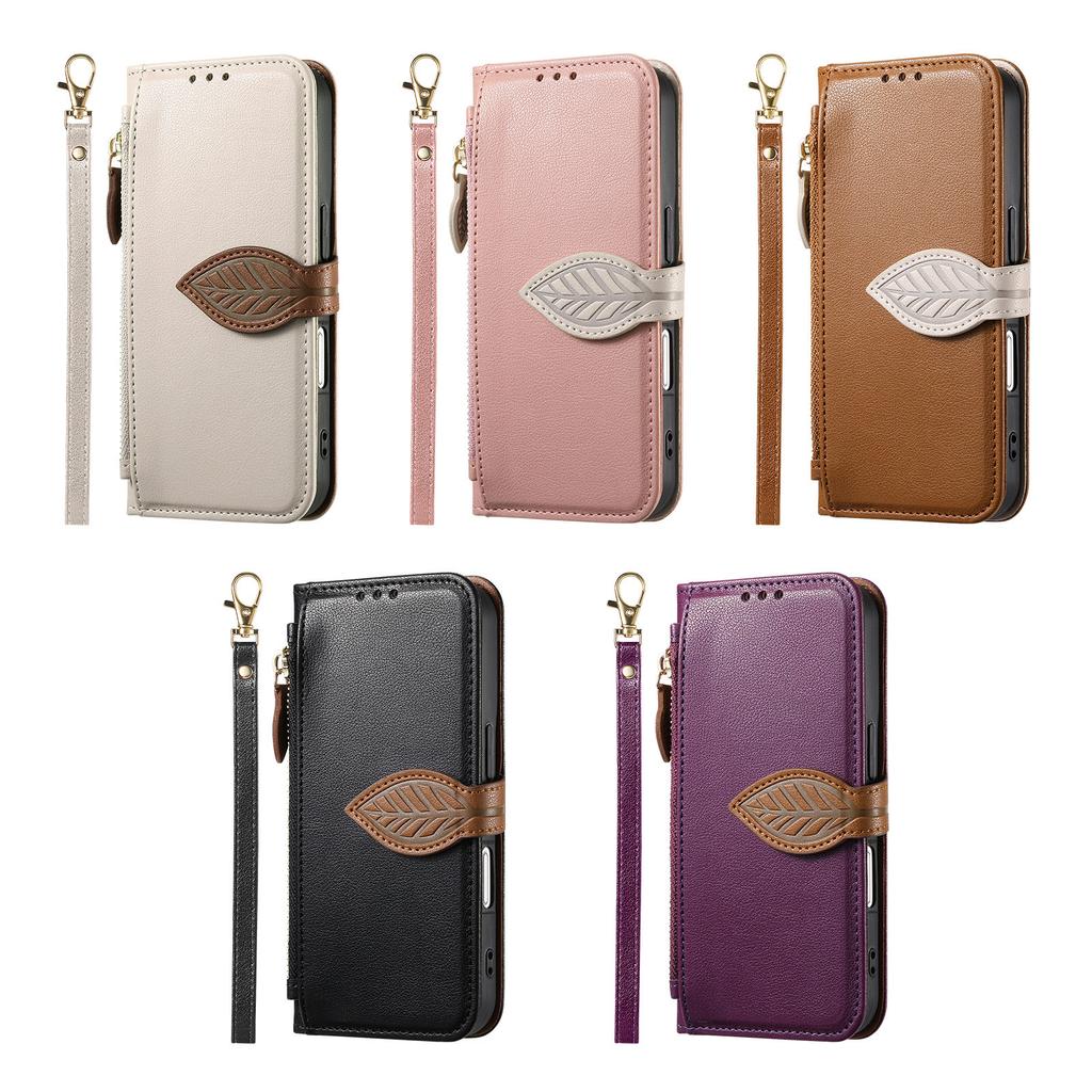 Blatt Umhängetasche Kartenfach Geldbörse Klapp Leder Handyhülle Für iPhone 17 Pro Max 16 Plus 15 14 13 12 Langes Lanyard Tasche Buchhülle