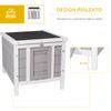 Outdoor Wooden Rabbit Cage with Asphalt Roof and Non-Slip Ramp, 42x51x43cm, Grey