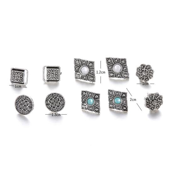 

5 пар богемных полых геометрических серег со стразами, женские ювелирные изделия, серьги-гвоздики