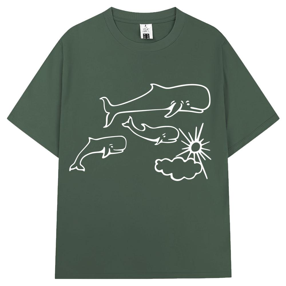 Whales and Sun Tattoo By Robe De Extremoduro T Shirts Men Women Fashion Casual Short Sleeve Oversized Cotton Tshirt Streetwear