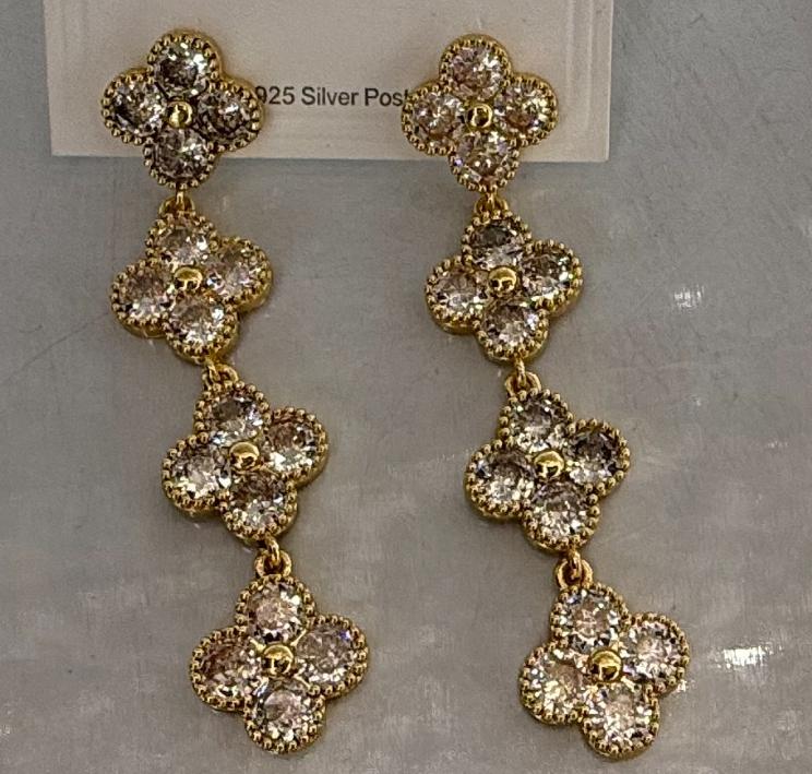 

Великолепные серебряные серьги-подвески с цветочными листьями, позолоченные, модные и водонепроницаемые, противоскользящие, для зимнего и летнего использования 4.5*1cm золотой