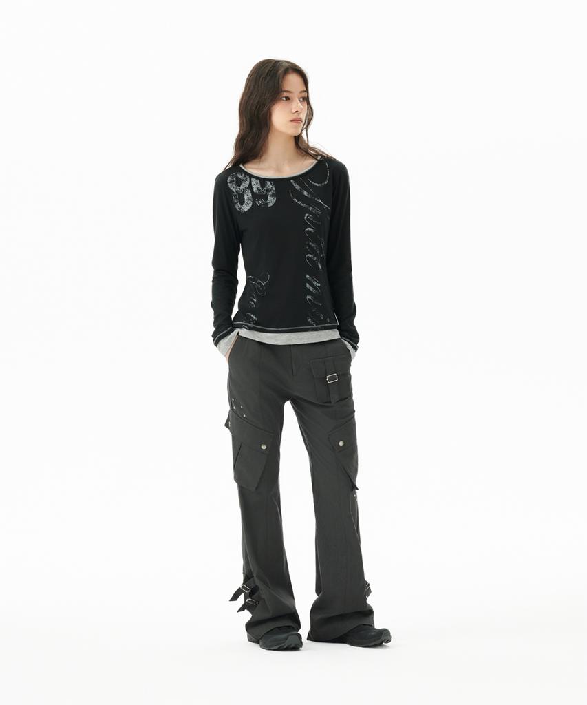 MAHAGRID Utility Cargo Flare Pant Charcoal(Mg2Fffpa11A)