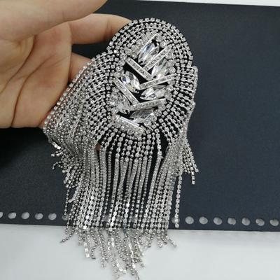 Omuz Broş Püsküller Rhinestones Takı El Yapımı Parlak Apolet Elbise Dekor