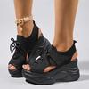 Fashion Summer Women Sandals Non-slip Thick-soled Lace-up Casual Shoes for Women Fashion Comfortable Round-toe Wedge Light Roman Sandals
