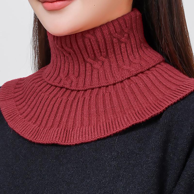 Knitted Fake Collar Ring Scarf For Woman Autumn Winter Warm Solid Color Neck Muffler Detachable Collar Scarves 25*17Cm