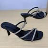 Mode 2025 Lente Zomer Nieuwe Dames Crossbody Riem Effen Kleur Hoge Hak Sandalen Sexy Open Teen Dunne Hak Eendelige Riem