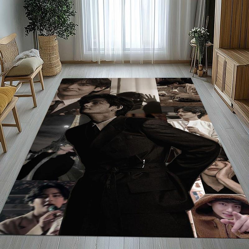 Kim Tae Hyung V Kpop B-BTS Living Room Non-Slip Area Rug Soft Carpet for Bedroom Kids Playroom Sofa,Home Decor Doormat Gift