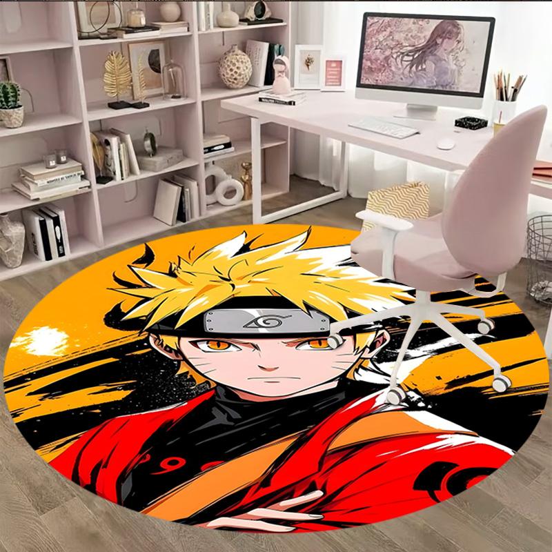 1 Stück NARUTO (4) Runder Teppich mit Aufdruck Stuhl Runder Teppich Geeignet für Schlafzimmer Wohnzimmer Heimdekoration Teppich