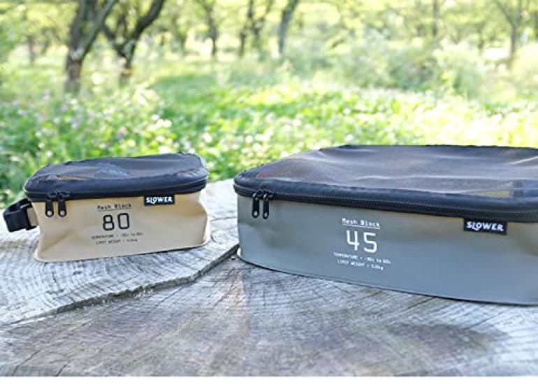 SLOWER Outdoor Storage Box, Foldable, Waterproof Case, Black, Small, HANG STOCK MESH BLOCK SLW276