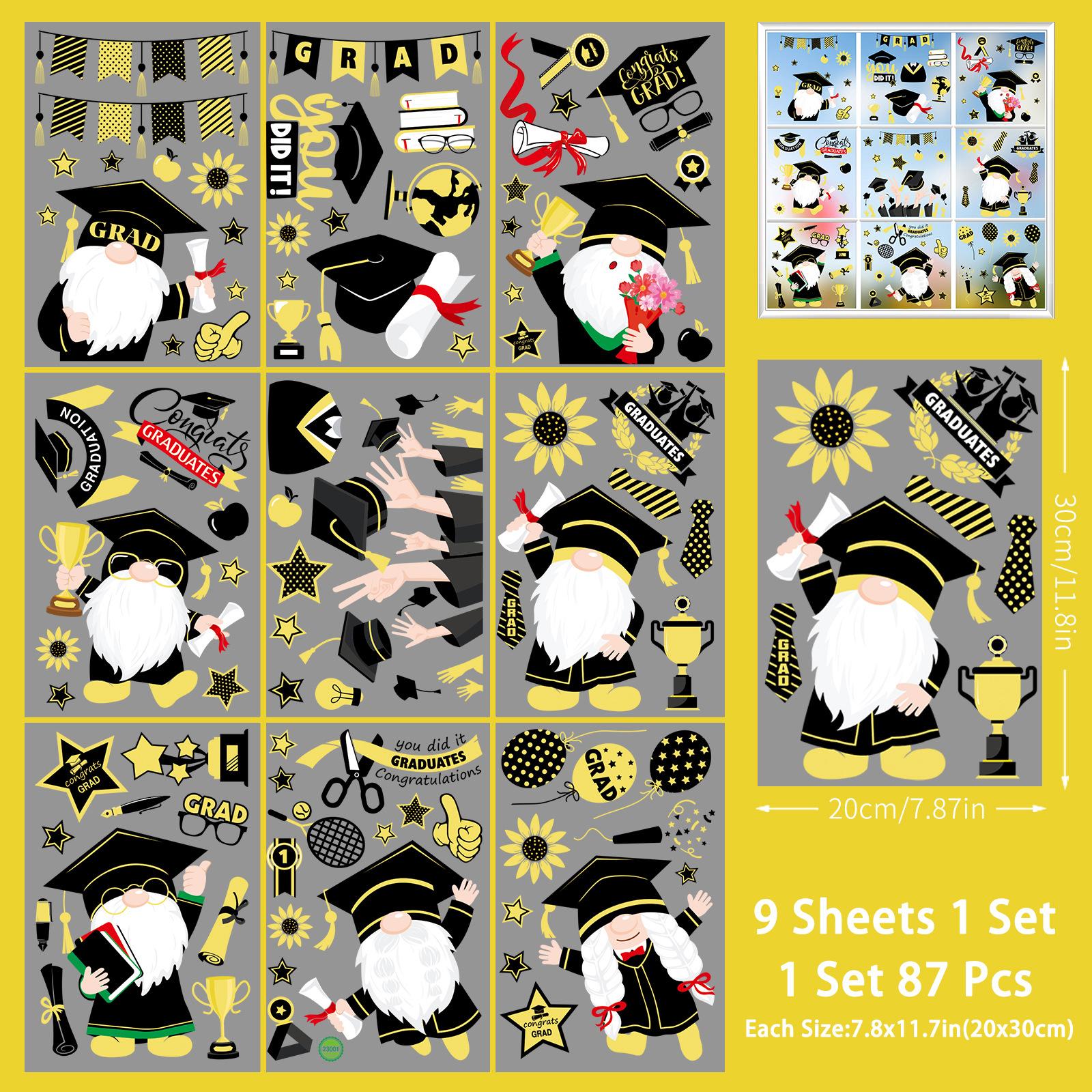 

Выпускной сезон гном электростатические наклейки украшения стеклянные наклейки на окна BYJ23001