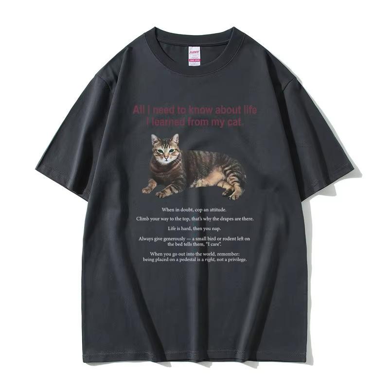 All I Need To Know about Life I Learned From My Cat Graphic Tshirt Unisex Women Cotton Oversized Tshirt Unisex Kawaii Cute T Shirt