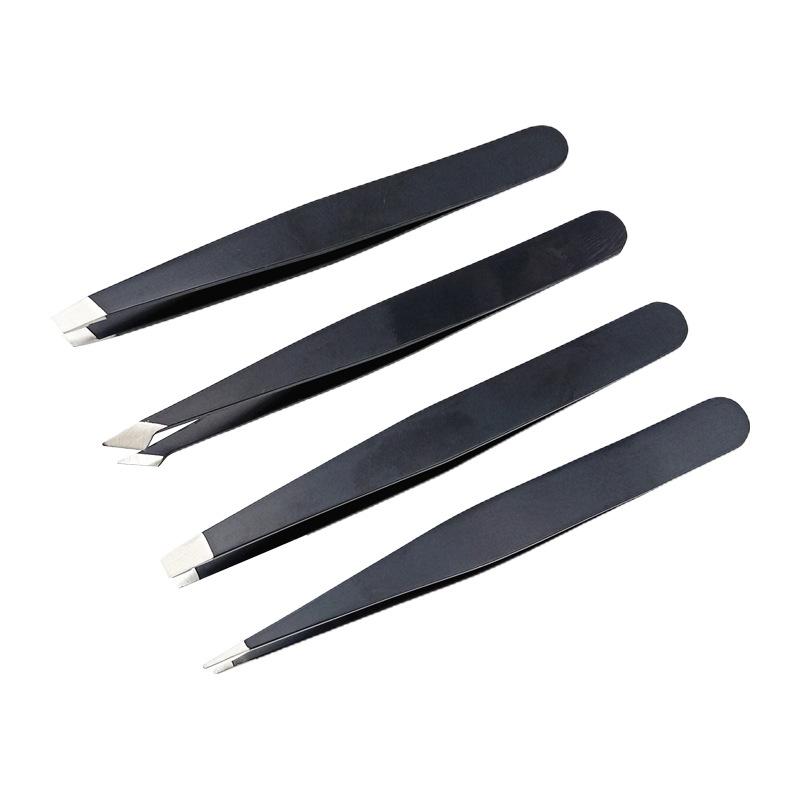 Eyebrow Clip Stainless Steel Beauty Tool Black Flat Mouth Non-slip Oblique Eyebrow Clip Eyebrow Trimmer Tweezers