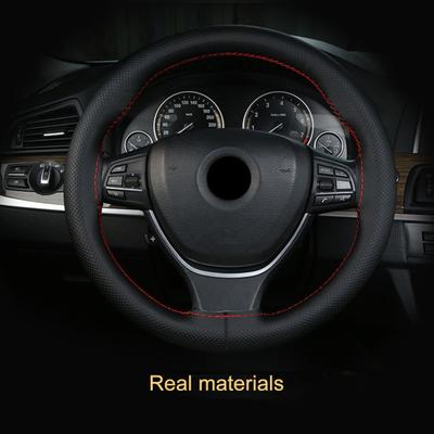 Hand Sewing 38CM Car Steering Wheel Cover Anti Slip Faux Leather Four Seasons Universal