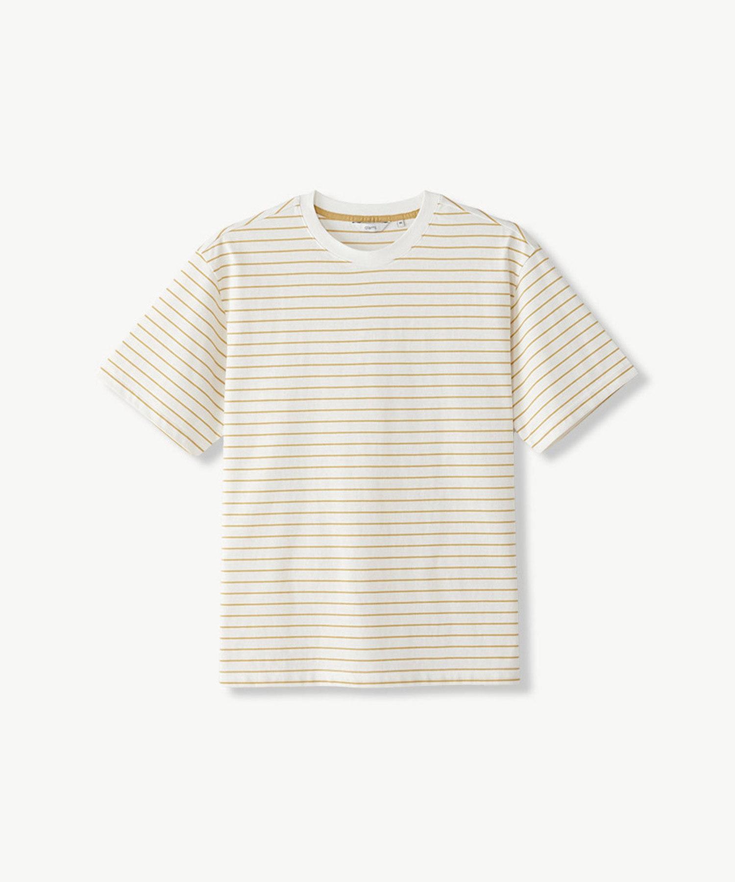 Stico Diems Basic Striped Round T-Shirt Yellow (Classic Fit)_Dtsvb16Csy Yellow/95
