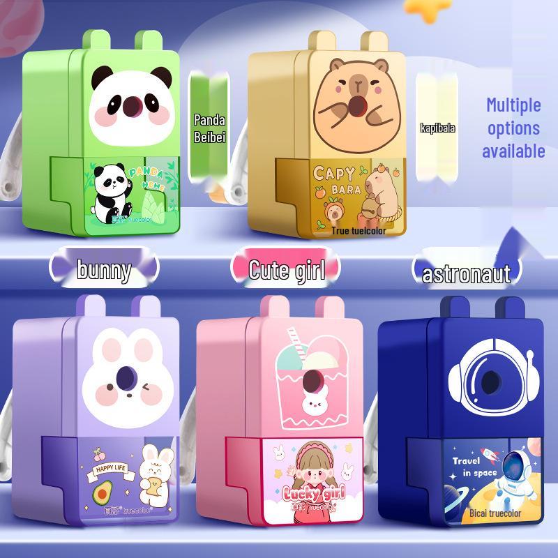 True Color Auto Lead Advance Hand-Crank Sharpener for Elementary Students - Multifunctional, Small, and Ideal for Student Use