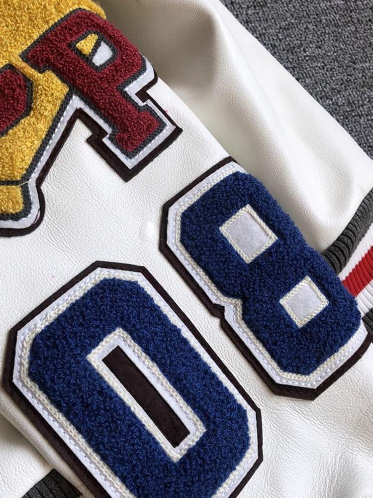 Korean Style Trendy PU Leather Casual Jacket with American Retro Embroidery for Men and Women