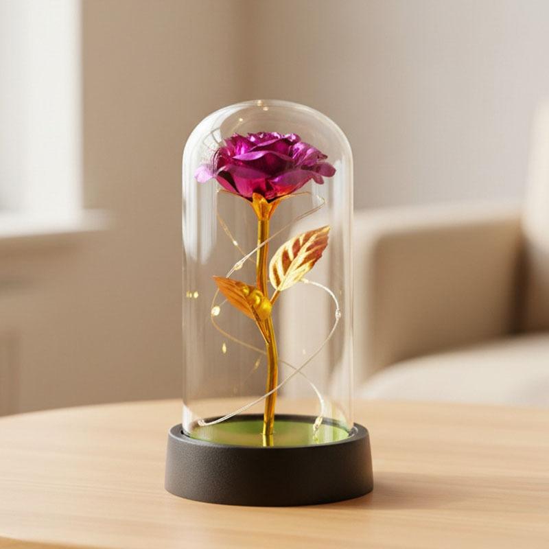 Valentine's Day Gift Rose Immortal Flower Glass Cover Night Light Qixi Festival Mother's Day Christmas Creative Ornament