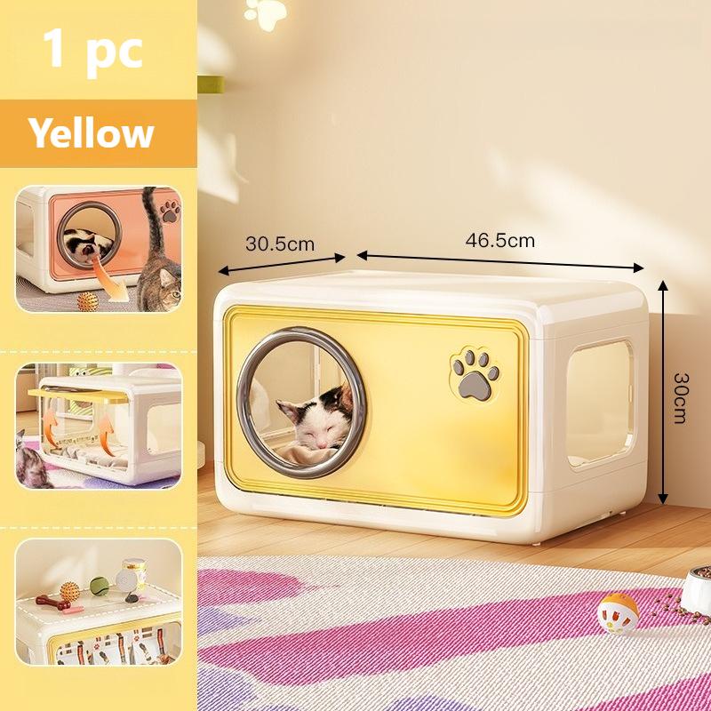 Double Layer Pet Cat Cage Plastic Detachable Cat Shelter Foldable Ventilated Semi Enclosed Cat Bed Home Indoor Use Cat House