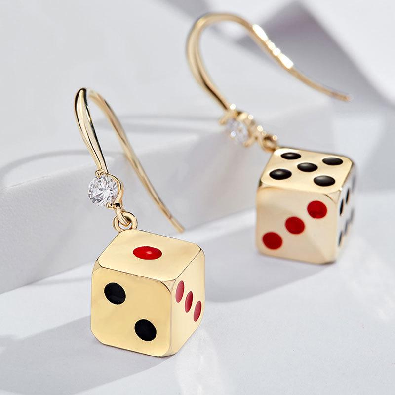 

Retro Lucky Dice Ear Hook Earrings - Festive New Year Gift for Women