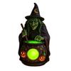 Artesanías de Resina Hechas a Mano Lámpara Caldero de Bruja de Halloween, Adorno de Estatua, Accesorios de Habitación Artísticos Decorativos Espeluznantes Luz para Escritorio Mesa