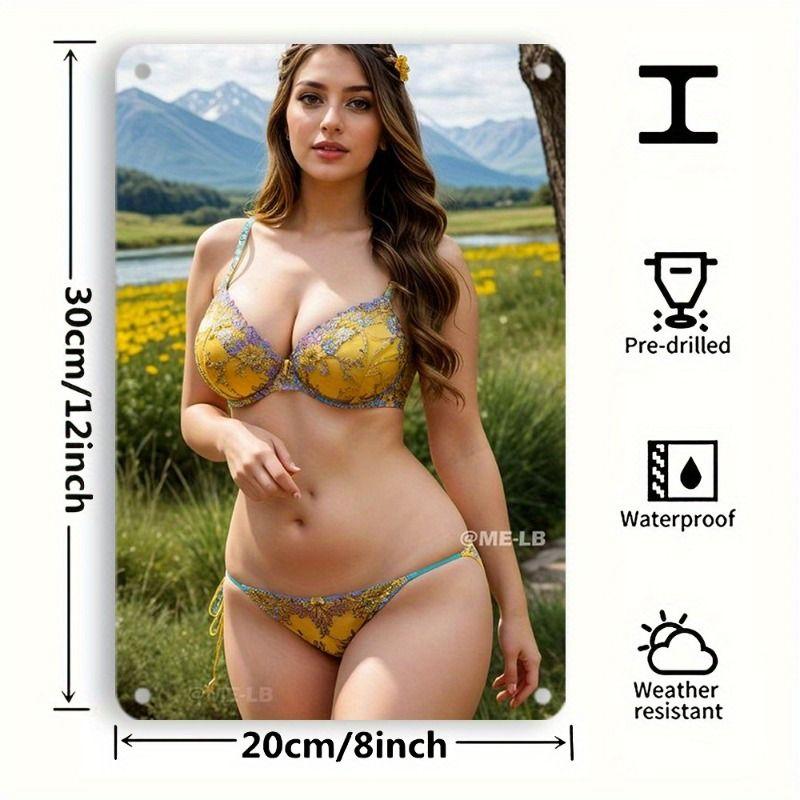 Vintage Kvinlig Silhuett Metall Logotyp för Bar & Garage