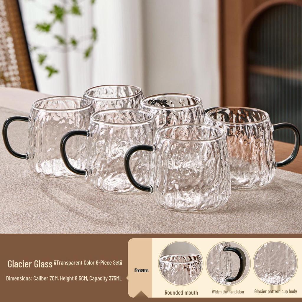 Luxury Glacier Glass Pitcher & Cup Set for Living Room - Elegant Cold Water Drinkware