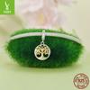 Colgante Árbol de la Vida de Plata de Ley S925 Chapado en Oro de 14K Accesorios Nicho Pulsera Retro de la Suerte con Cuentas