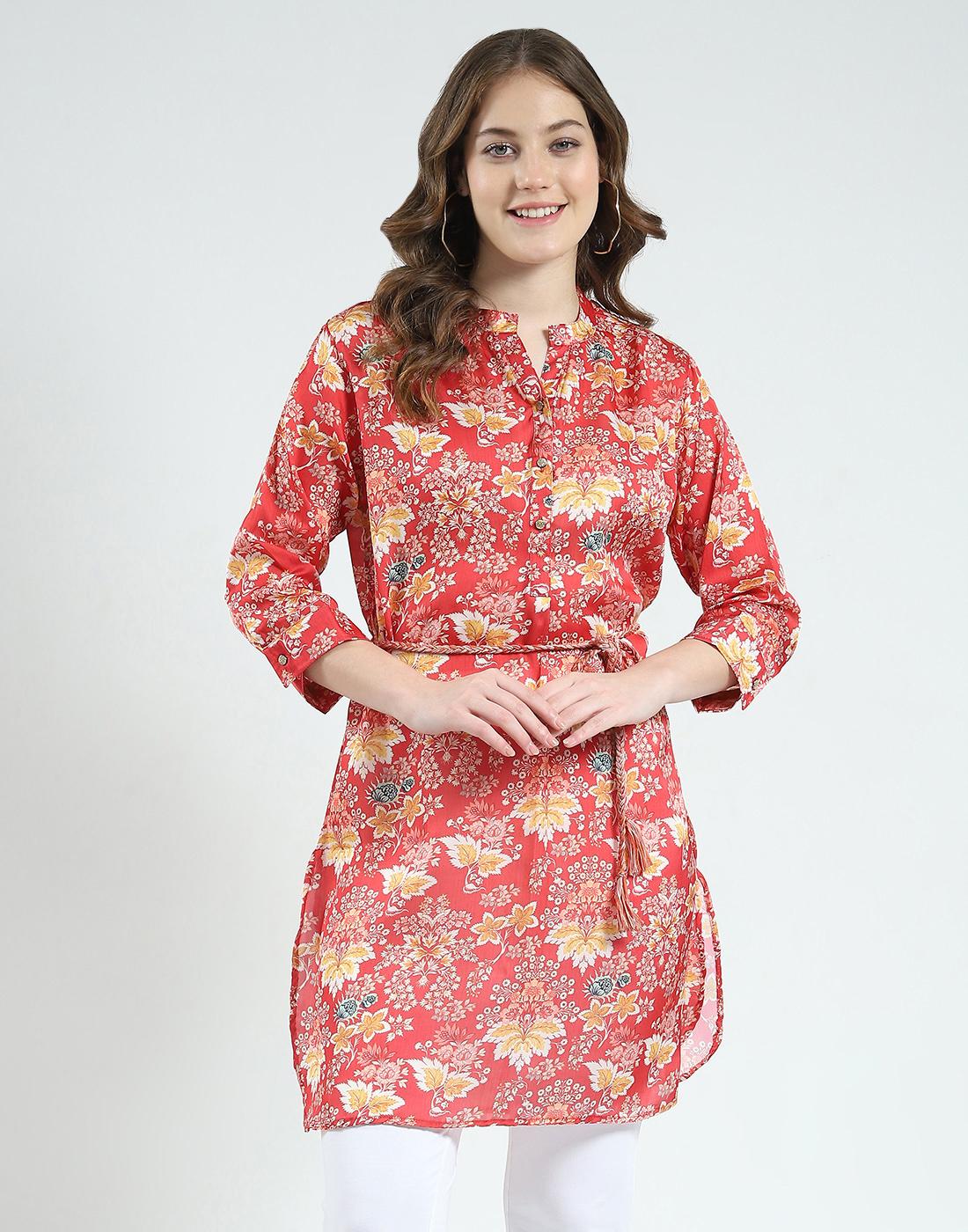 Monte Carlo Women s Printed Round Neck Tunic 3XL красный