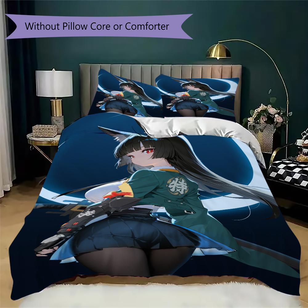 Zenless Zone Zero Pattern Bedding uilt Set uilt Cover Pillowcase Home Decoration Birthday Gift (1 * duvet cover + 2 * pillowcase without core)255