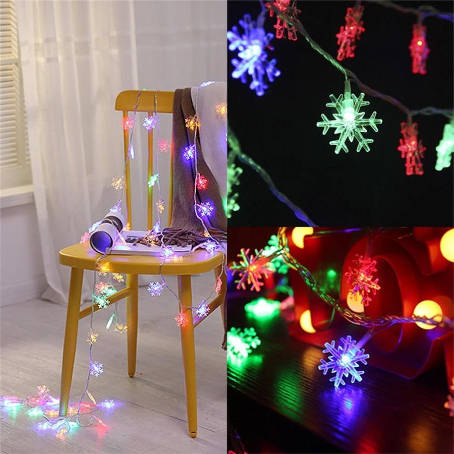 10/20/40 LED snowflake garland fairy lamp USB/ battery-powered waterproof Christmas tree decorations Christmas gifts New Year gi